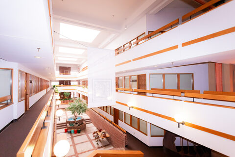 View across the atrium galleries